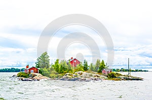 View of a small inhabited island in the Helsinki bay in Finland....IMAGE