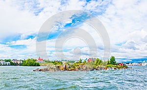 View of a small inhabited island in the Helsinki bay in Finland....IMAGE