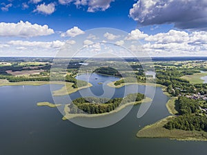 View of small islands on the lake in Masuria and Podlasie distri