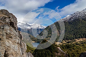 View of a small lagoon between the mountains