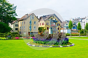 View of a small park situated in center of the swiss town Rorschach...IMAGE