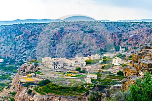 View of small rural villages situated on the saiq plateau at the jebel akhdar mountain in Oman