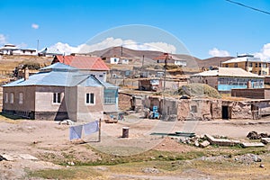 The view of small soviet age remote village in Kyrgyzstan