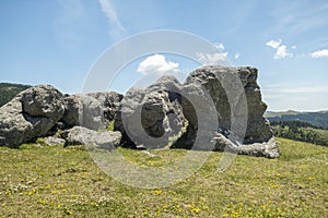 View of the small Sphinx, in Carpathian Mountains,  Bucegi Natural Park, Romania