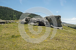 View of the small Sphinx, in Carpathian Mountains,  Bucegi Natural Park, Romania