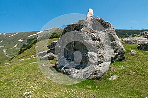 View of the small Sphinx, in Carpathian Mountains,  Bucegi Natural Park, Romania