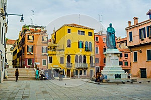 view of a small square in front of the santa fosca church situated in the italian city venice...IMAGE