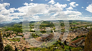 View of the small town of Crest in the Drome, France