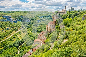 View at the small town Rocamadour  in the Lot department in Southwestern France