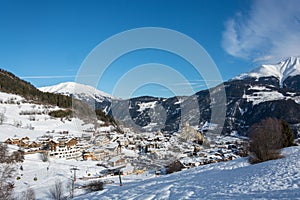 View on the small village Ladis in ski resort Serfaus Fiss Ladis