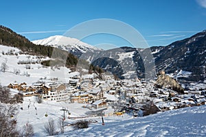 View on the small village Ladis in ski resort Serfaus Fiss Ladis