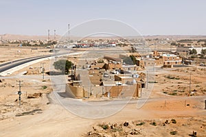 View of the small village Raghba in the middle of the desert in Saudi Arabia