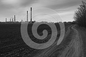 View of smoking coal