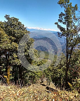 View of a snow caped Himalayan mountain range