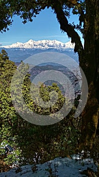 View of a snow caped Himalayan mountain range