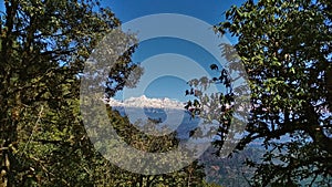 View of snow caped Himalayan mountain range from Binsar