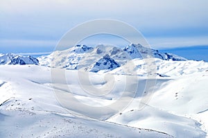 View of the snow-capped peaks, Korab Mountain, Northern Macedonia