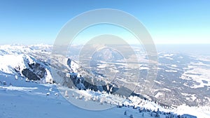 The View from a Snow Capped Untersberg Mountain in Austria