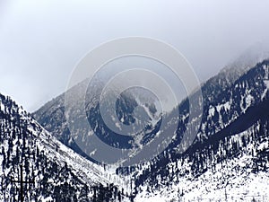 View of the snow covered mountains in Srinagar