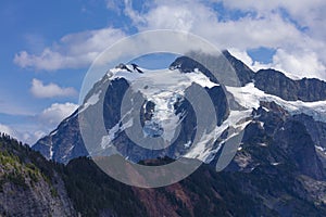 View of snow on top of Mount Shuksan Whatcom County Washington, USA