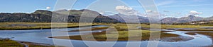 View of Snowdonia from Traeth Glaslyn Nature Reserve in Wales, UK