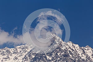 View on snowy Dhauladhar peak in Himalayas