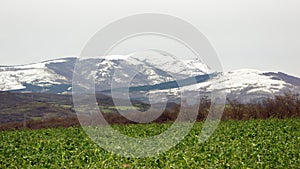 View of snowy Gorbea mountain