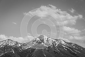 View of snowy mountains in the Wasatch Range, Orem, Utah photo