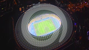 View of soccer arena from top, stadium, sporting event, aerial