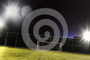 View of soccer field and goal