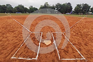 View of a Softball Field from Home Plate