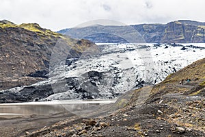 view of Solheimajokull glacier in Iceland