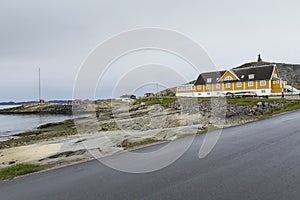 View of some of Nuuk`s old colorful buildings