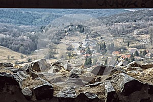 Pohľad zo zrúcaniny hradu Somoska, Slovensko