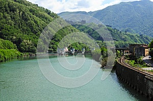 View south from the bridge at Borgo a Mozzano along the Serchio river