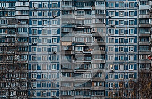 View of Soviet Brutalist Architecture in Moscow.