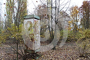 View of Soviet building in Pripyat Town in Chernobyl Exclusion Zone