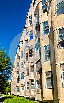 View of a Soviet-era apartment building in Bishkek - Kyrgyzstan