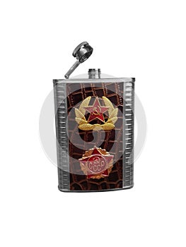 Soviet old flask on a white background