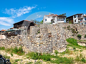 View from Sozopol, Bulgaria. Thick walls of a medieval ruin