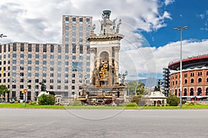 View of Spain square in Barcelona PlaÃ§a d`Espanya , Catalonia, Spain