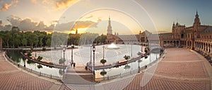 View of Spain Square on sunset, Seville