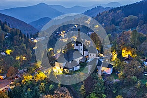 View at Spania Dolina Church during autumn evening