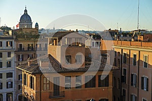 View from the Spanish Steps Rome at sunset