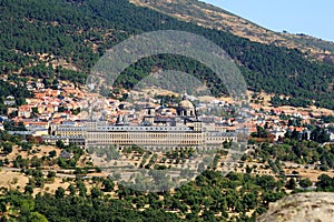 View upon Spanish town of San Lorenzo de El Escorial