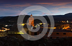 View of spanish town in twilight. Utrillas