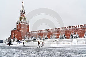 View on Spasskaya Tower in winter. Moscow. Russia