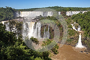 View of spectacular Iguazu Falls with Salto Tres Mosqueteros (Three Musketeers), Argentina