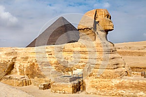 View of the Sphinx and Pyramid of Khafre