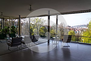 View of Spilberk Castle from the Villa Tugendhat garden by architect Ludwig Mies van der Rohe, Brno, Czechia photo